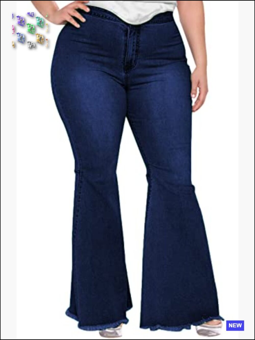 Plus Size High Waisted Bell Bottom Jeans Flare Denim Pants Stretch Y2K - Picture 2 of 4